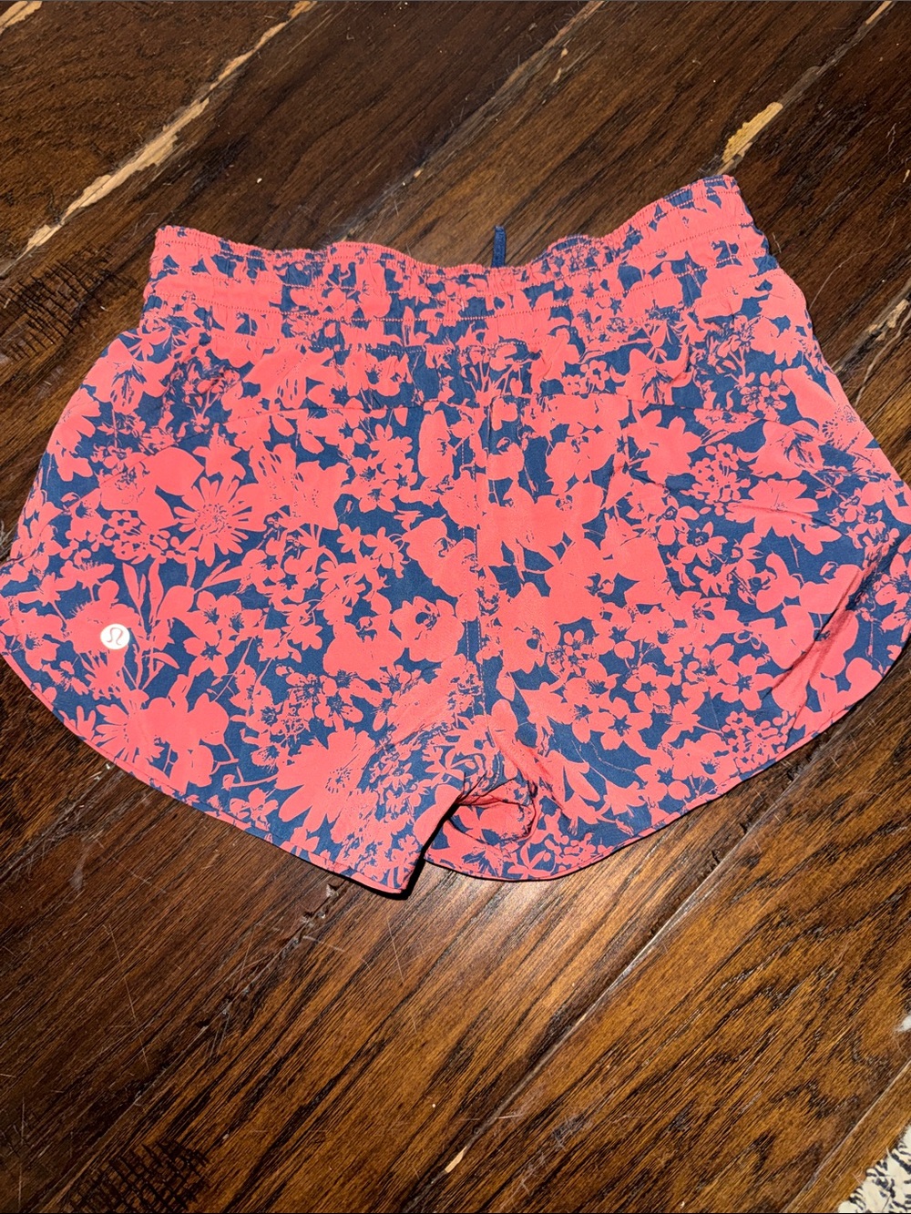 lululemon athletica Coral and Navy Floral Athletic Shorts